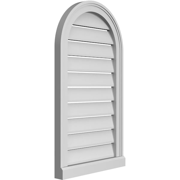 Round Top Surface Mount PVC Gable Vent: Functional, W/ 2W X 2P Brickmould Sill Frame, 18W X 32H